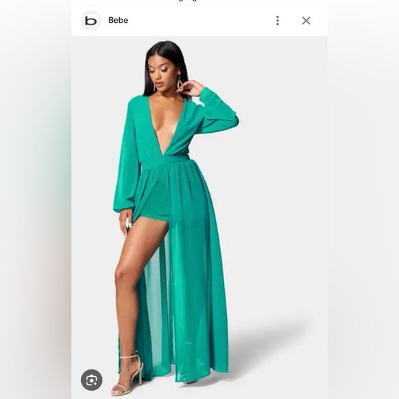 bebe  Deep V Maxi Dress - Lapis xxs - Picture 2 of 6